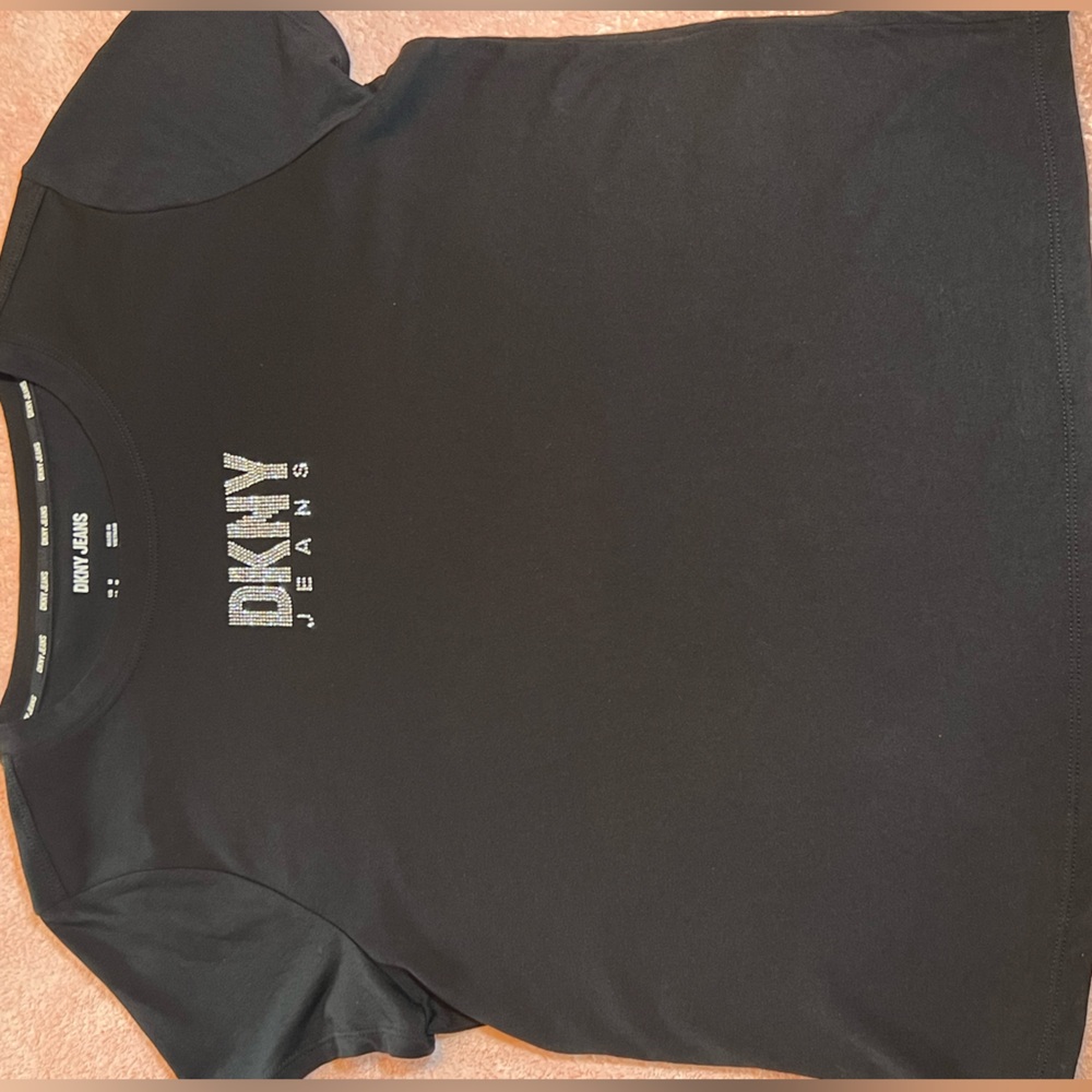 DKNY Black Tee with Embellished Logo